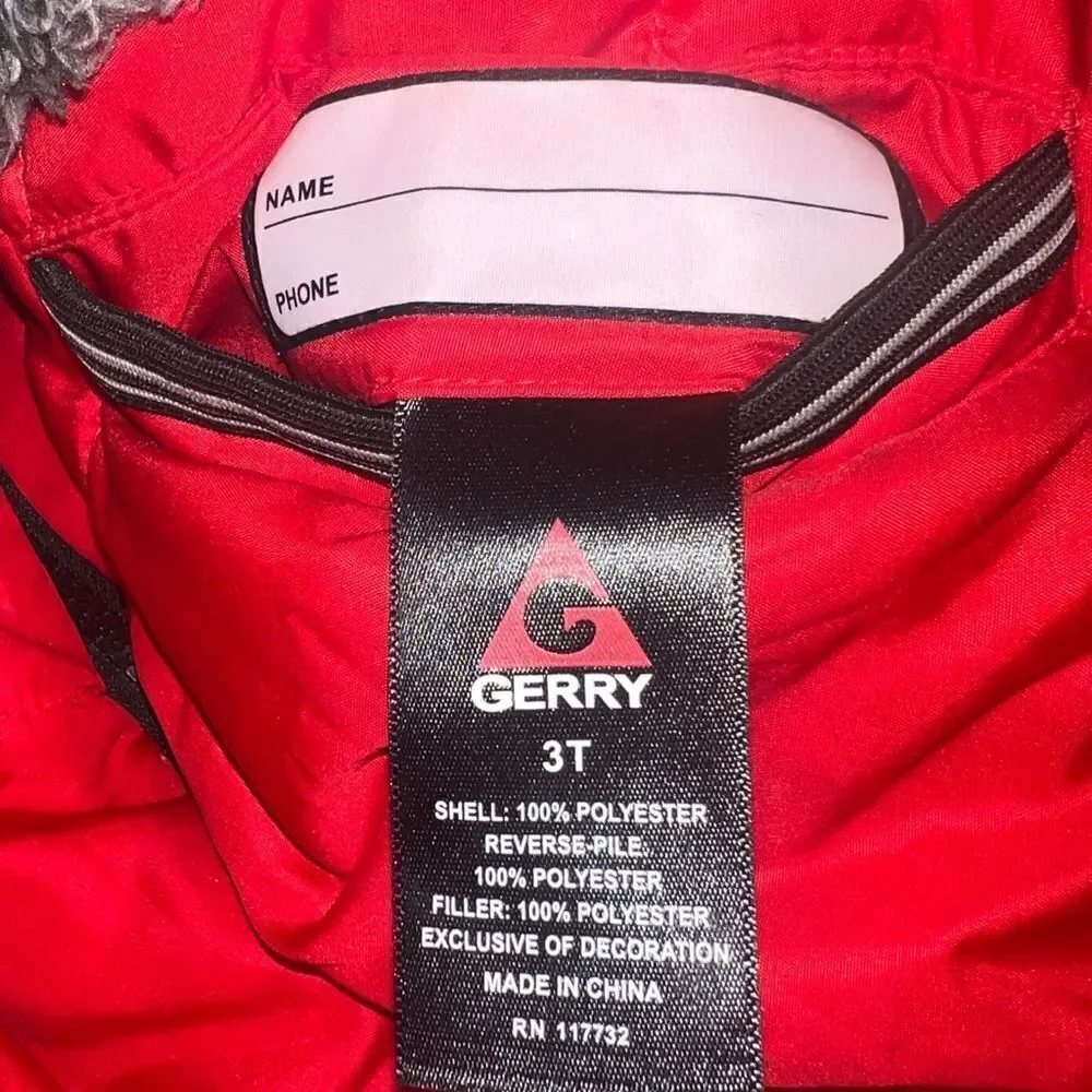 Gerry Toddler Boys Red Black & Gray Reversible Coat 3T EUC